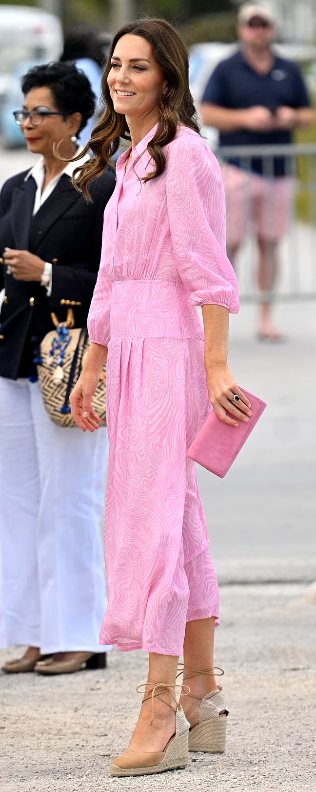 Rixo Izzy Pleated Shirtdress in Pink Marble Zebra as seen on Kate Middleton, The Duchess of Cambridge.