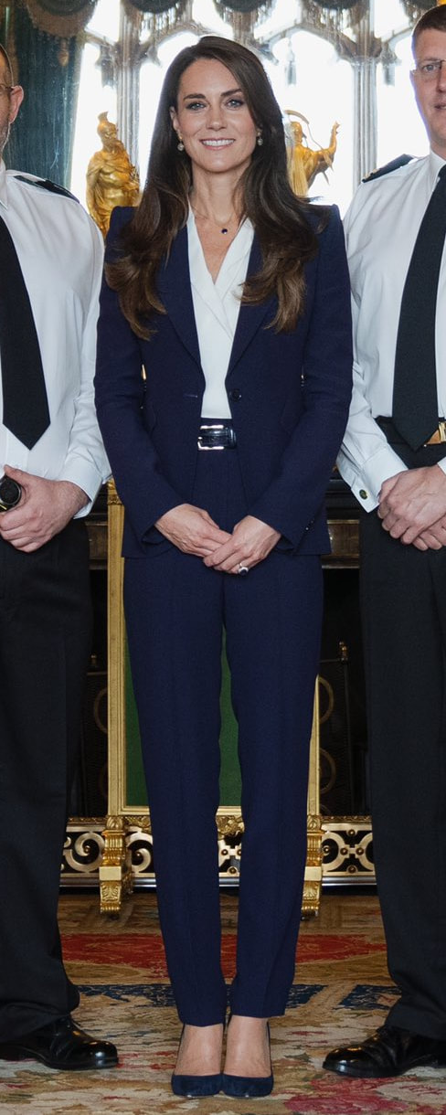 Alexander McQueen Tailored Cigarette Trousers in Amethyst as seen on Kate Middleton, Princess of Wales.