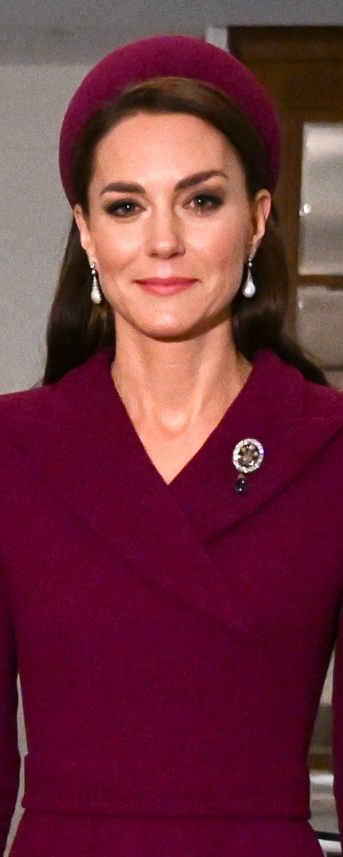 Prince of Wales Feathers Brooch with Emerald Pendant as seen on Kate Middleton, Princess of Wales