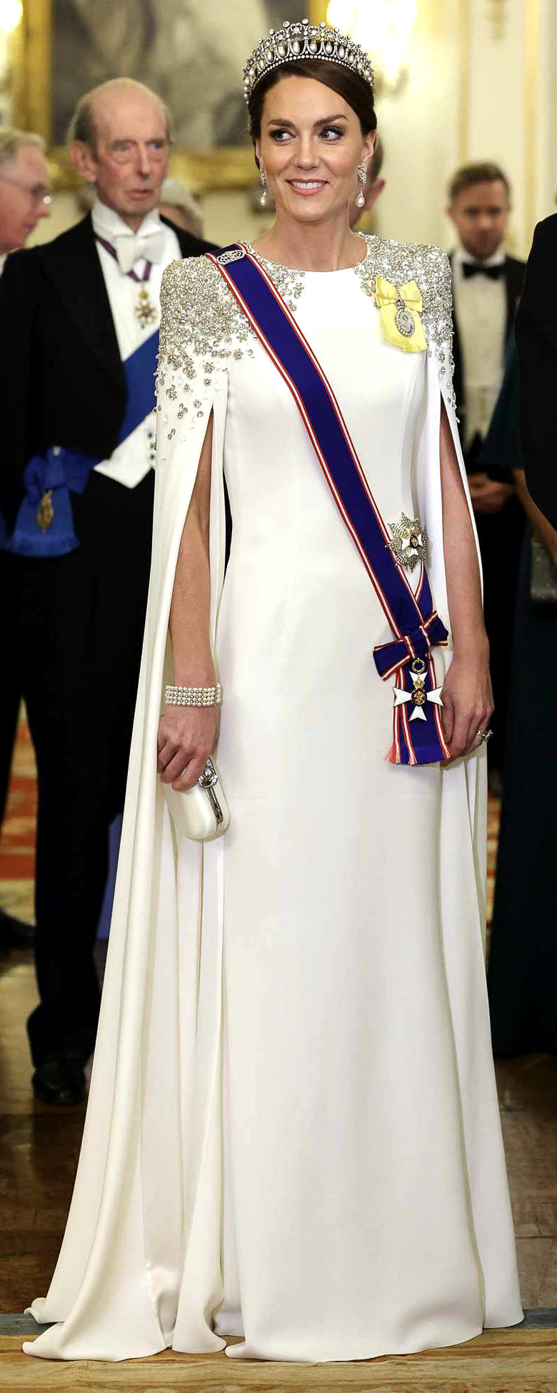 Jenny Packham Elspeth Cape Gown in Ivory as seen on Kate Middleton, Princess of Wales.