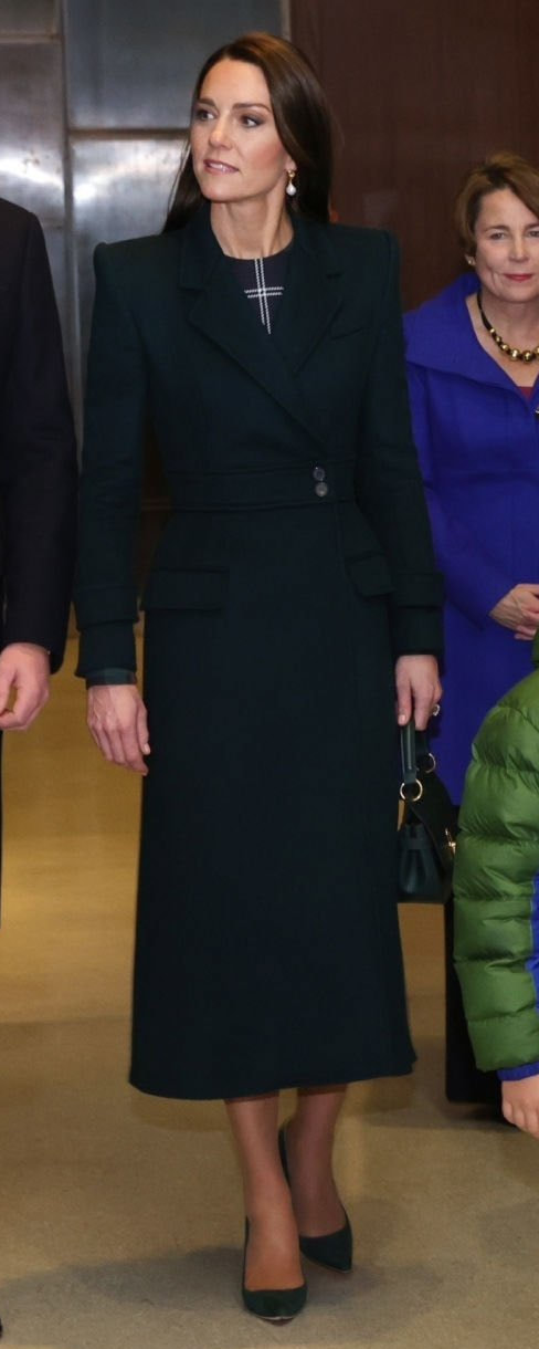 Burberry Aurora Dress in Dark Viridian Green Tartan as seen on Kate Middleton, Princess of Wales.