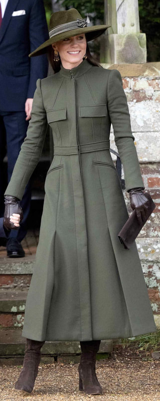 Philip Treacy Green Wide Brim Felt Hat with Chinese Braided Ribbon as seen on Kate Middleton, Princess of Wales.