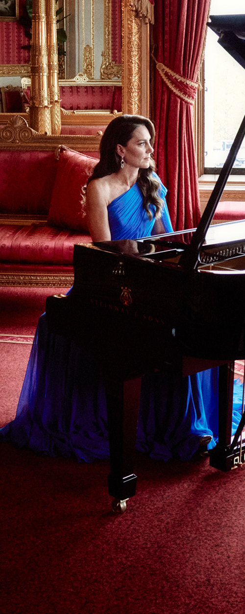Jenny Packham Marlowe One-Shoulder Gown in Sapphire Blue as seen on Kate Middleton, Princess of Wales.