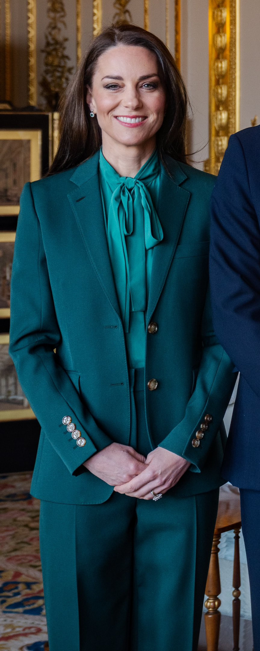 Burberry Tailored Blazer in Green as seen on Kate Middleton, Princess of Wales.