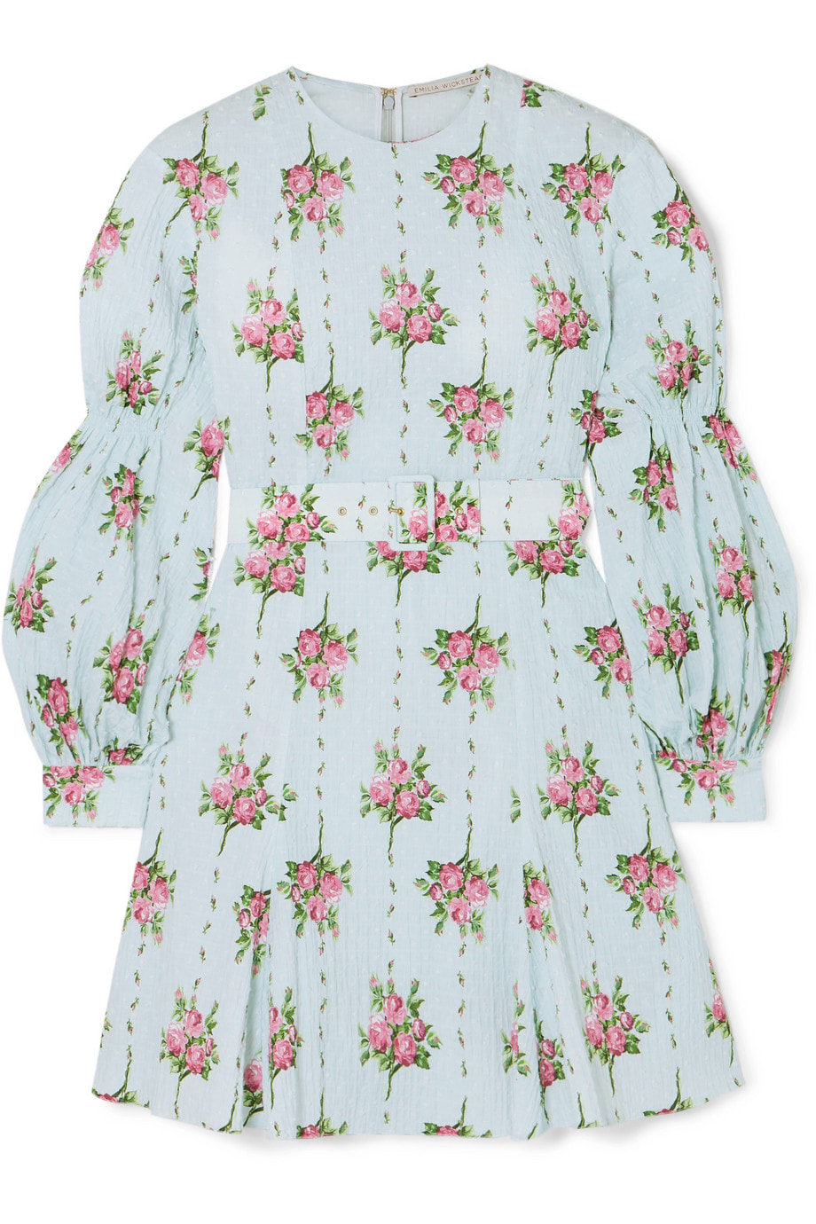 Emilia Wickstead Floral-print Swiss-dot cotton-blend seersucker mini dress