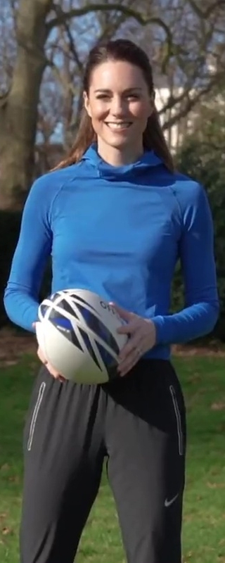 Sweaty Betty Athlete Hooded Long Sleeve Top in Oxford Blue as seen on Kate Middleton, The Duchess of Cambridge.