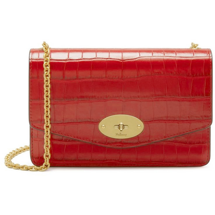 Mulberry Small Darley Bag in Hibiscus Red Croc
