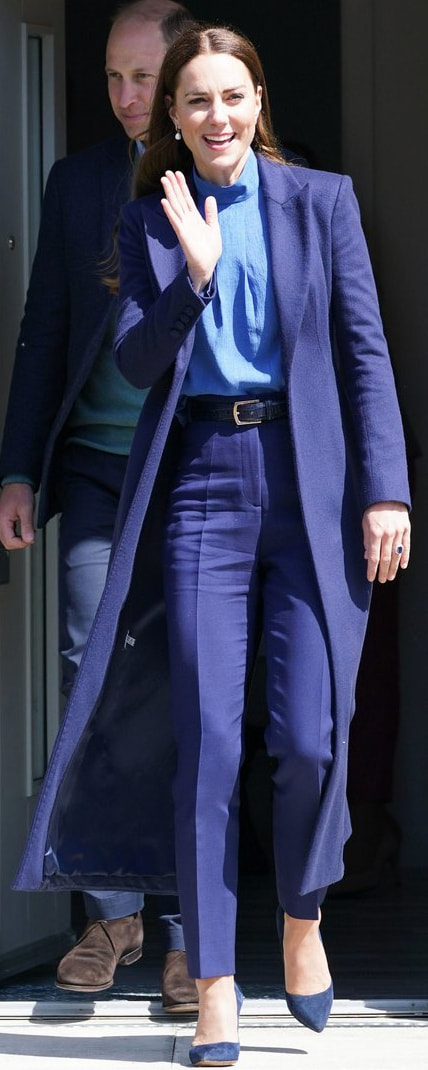 Cefinn Riley Blouse in Cornflower Blue as seen on Kate Middleton, The Duchess of Cambridge.