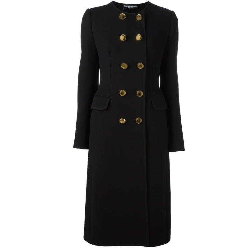 Dolce & Gabbana Black Collarless Double Breasted Coat