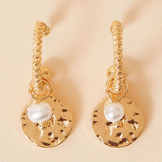 Accessorize Pearl and Disc Hoop Earrings