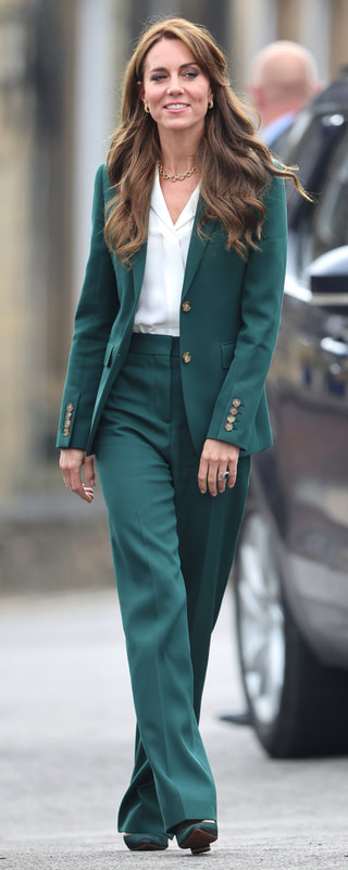 Shyla 'Rosalia' Earrings in Pearl as seen on Kate Middleton, Princess of Wales.