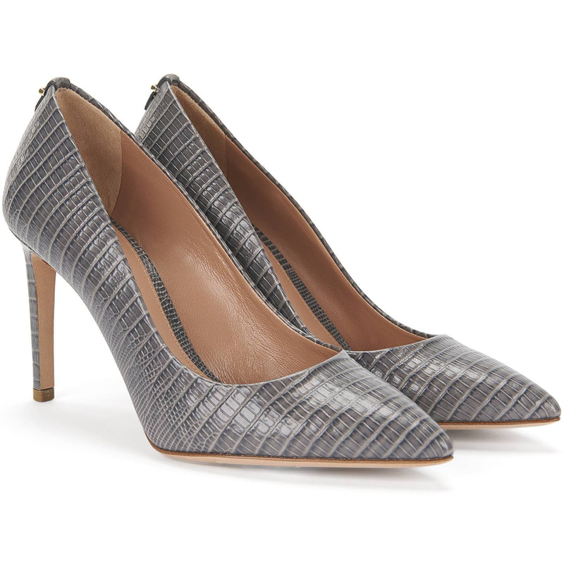 Hugo Boss 'Staple P90-L' Embossed Leather Pumps in Anthracite