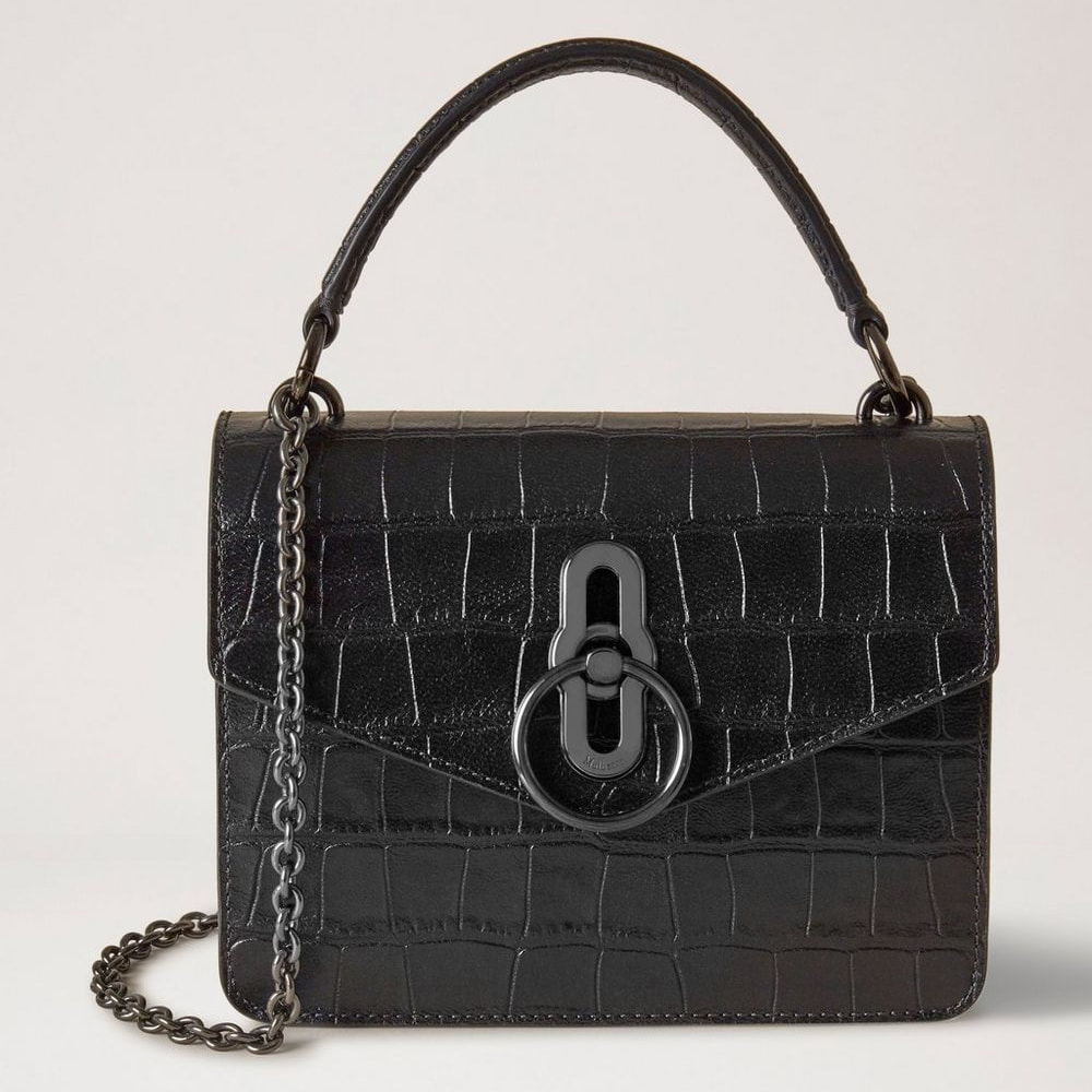 Mulberry Black Croc Small Amberley Crossbody Bag - Kate Middleton Bags -  Kate's Closet