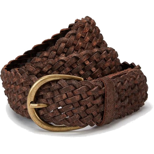 Brora Woven Leather Belt in Chocolate Brown
