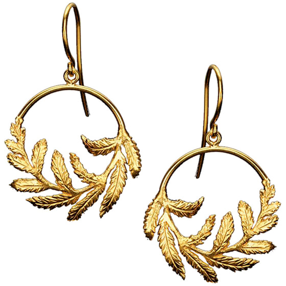 Catherine Zoraida Gold Fern Hoop Earrings