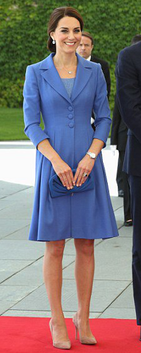 Jimmy Choo Vivien Blue Satin Clutch Bag as seen on Kate Middleton, The Duchess of Cambridge in Berlin