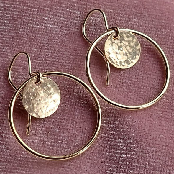 All The Falling Stars Gold Disc Circle Earrings