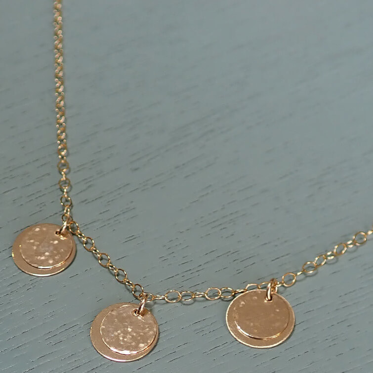 All The Falling Stars Gold Three Layered Disc Necklace