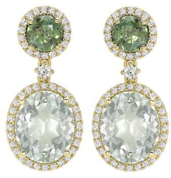 Kiki McDonough 'Special Edition' Green Tourmaline, Green Amethyst and Diamond Earrings