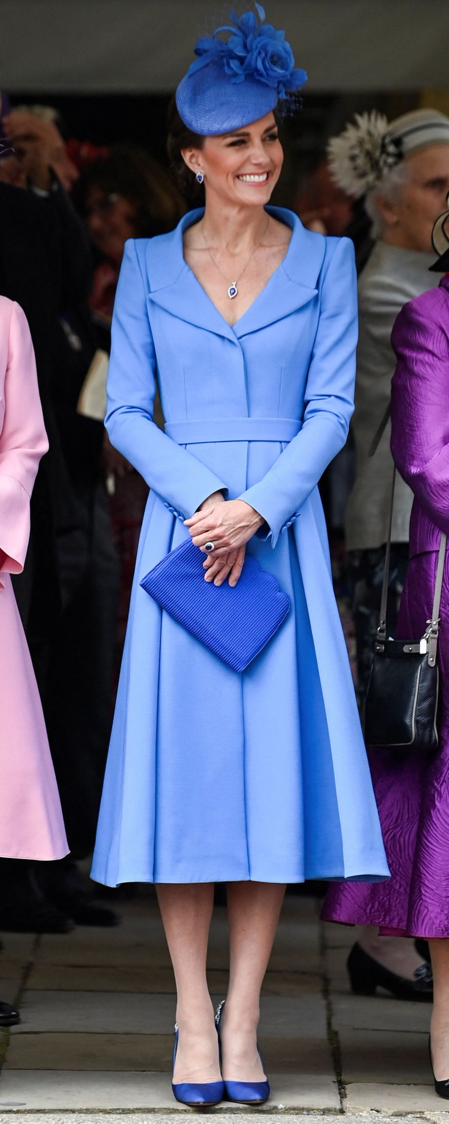 Aquazzura Love Link 105 Sling in Blueberry Grosgrain as seen on Kate Middleton, The Duchess of Cambridge.