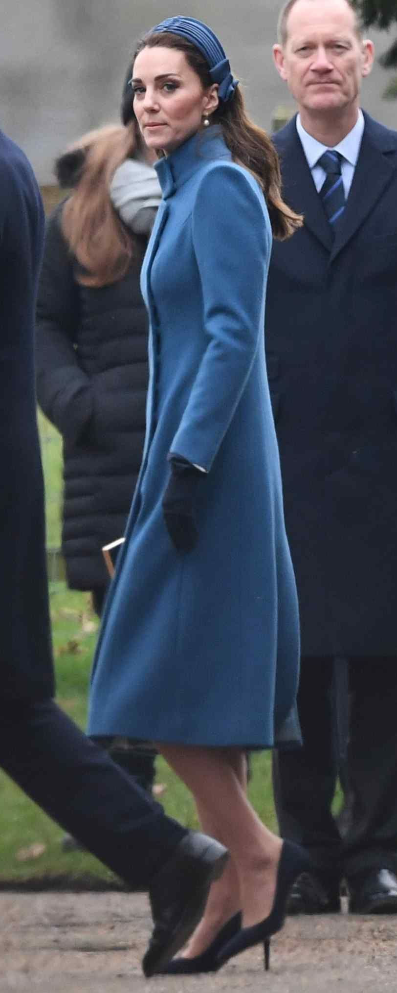 Jane Taylor Diamond Crepe Pleated Halo in Blue​ as seen on Kate Middleton, The Duchess of Cambridge.