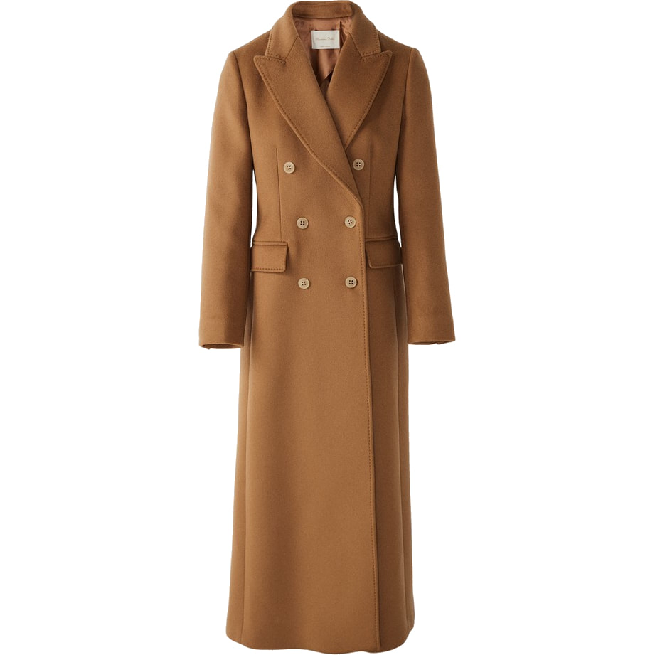 Massimo Dutti Limited Edition Button Cashmere Wool Coat in Camel