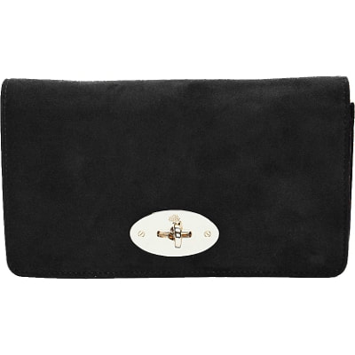 Mulberry Bayswater clutch in black suede