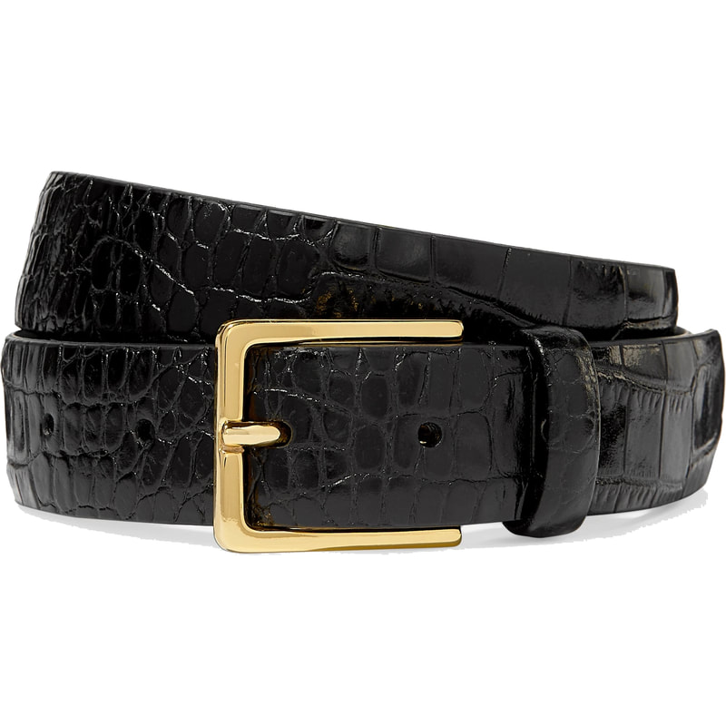Anderson's Black Croc-Effect Leather Belt