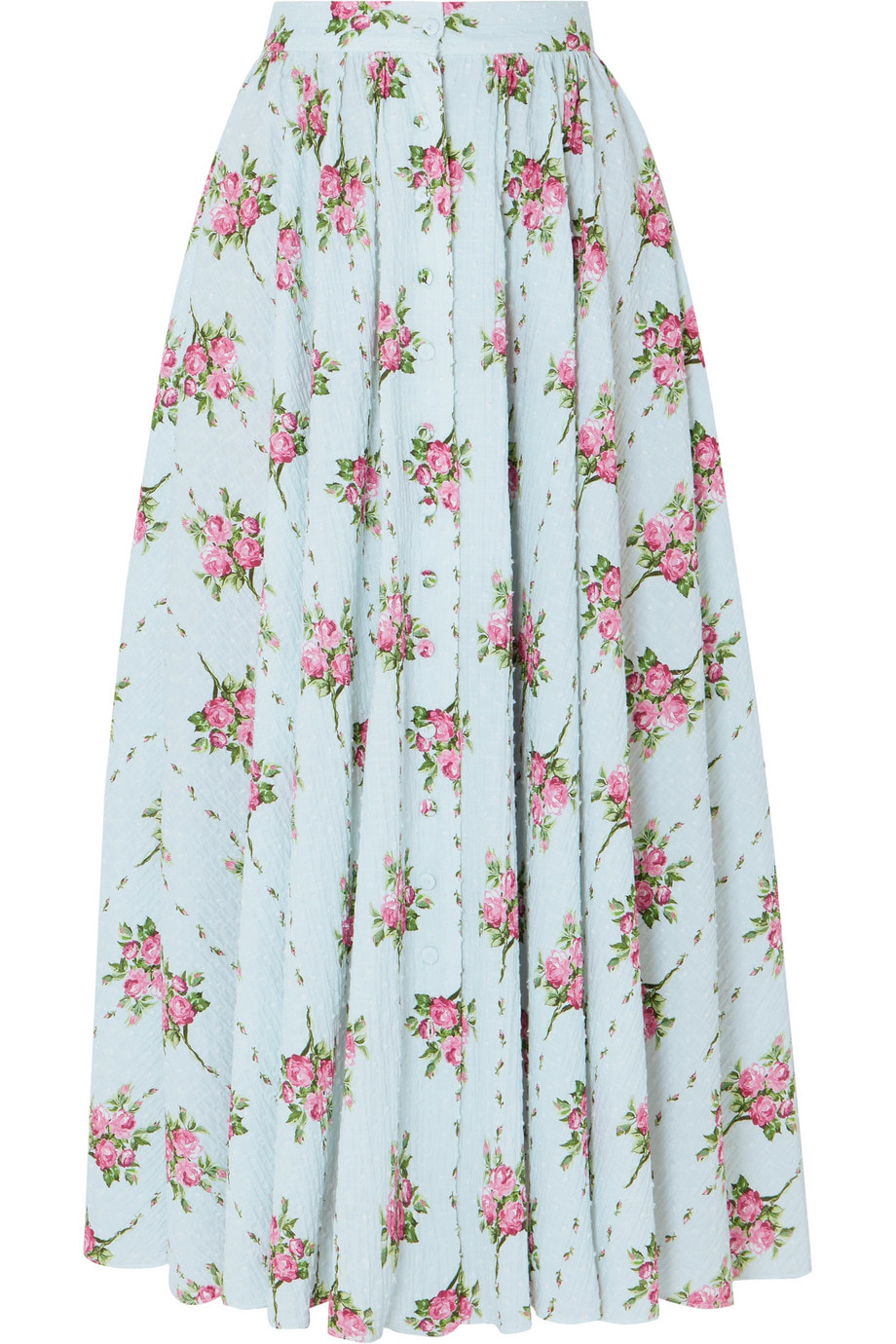  Emilia Wickstead Floral-print Swiss-dot cotton-blend seersucker midi skirt