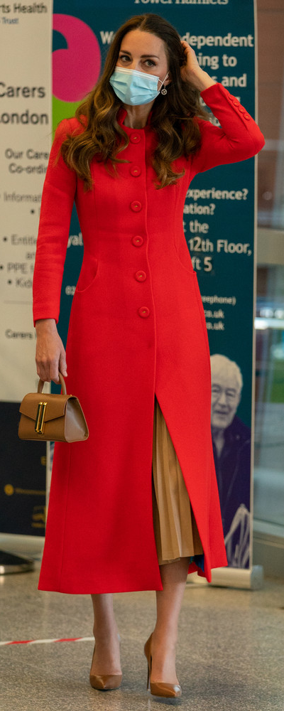 Eponion Orange Mandarin Collar Coat as seen on Kate Middleton, The Duchess of Cambridge.