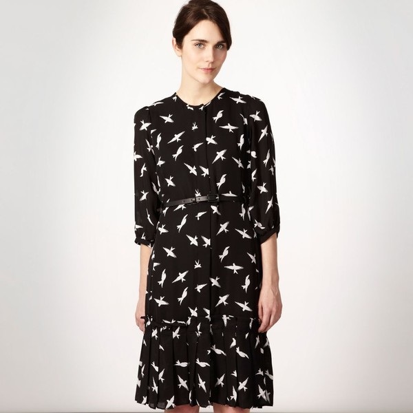 Jonathan Saunders EDITION Black sheer bird print dress