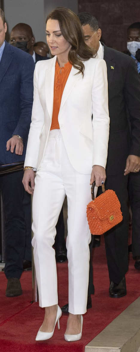 Willow Hilson Vintage Raffia Beaded Bag in Orange as seen on Kate Middleton, The Duchess of Cambridge.