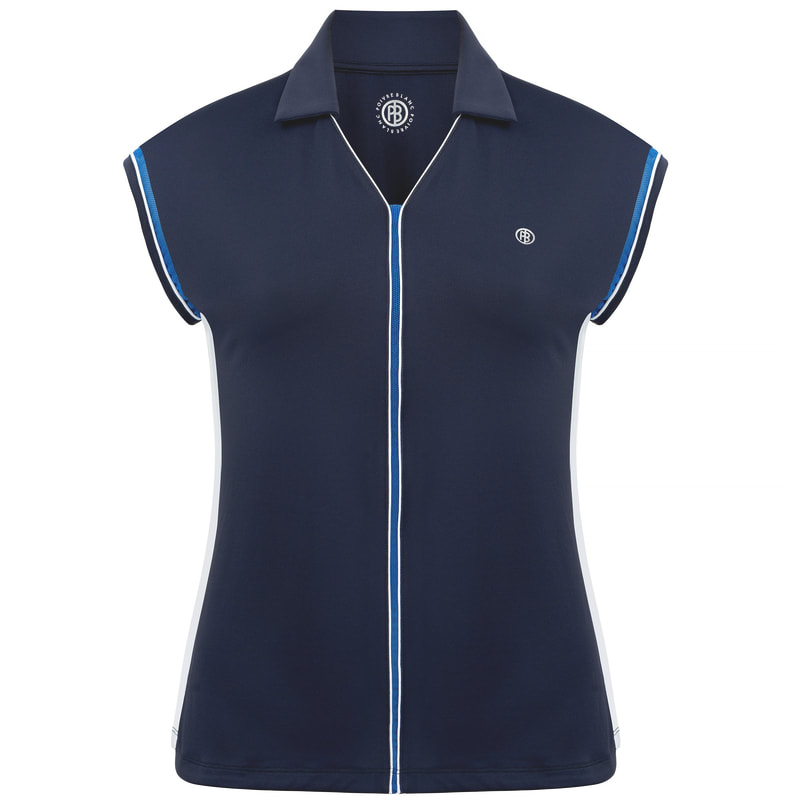 Poivre Blanc Meryl Stretch Pique Polo Shirt in Oxford Blue