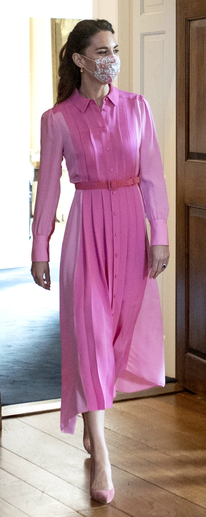 ME+EM Pink Colour Block Silk Shirt Dress as seen on Kate Middleton, The Duchess of Cambridge.