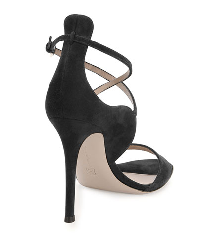 Gianvito Rossi Crisscross Ankle-Wrap Suede Sandals