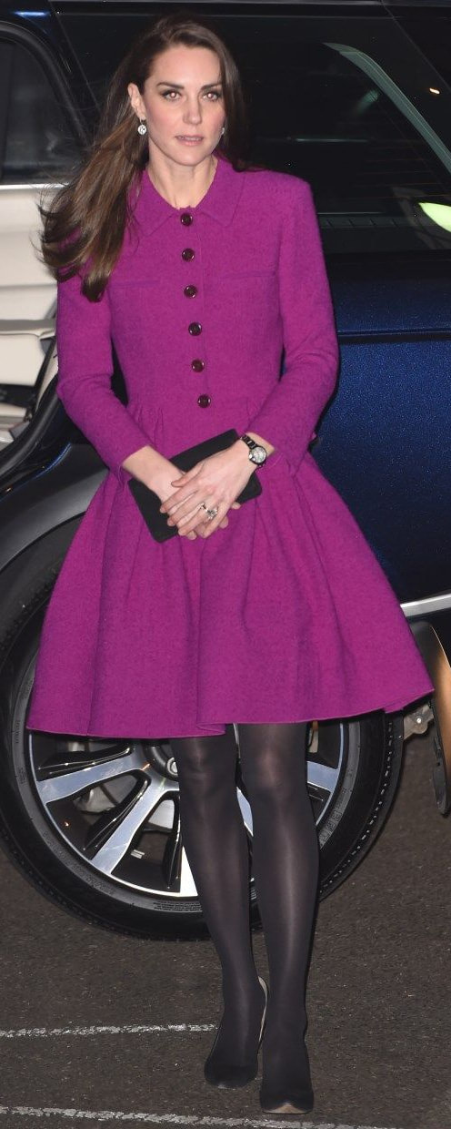 Oscar de la Renta Ultraviolet Pleated Jacket as seen on Kate Middleton, The Duchess of Cambridge.