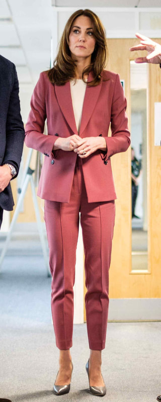 Marks & Spencer Dark Rose Slim Leg Cropped Trousers as seen on Kate Middleton, The Duchess of Cambridge.