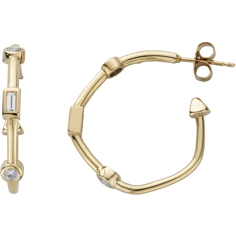 Daniella Draper Gold Diamond Luxury Maxi Cupid Hoop Earrings 