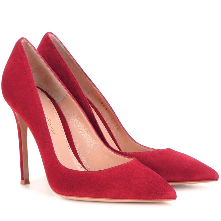 red suede Gianvito Rossi pumps