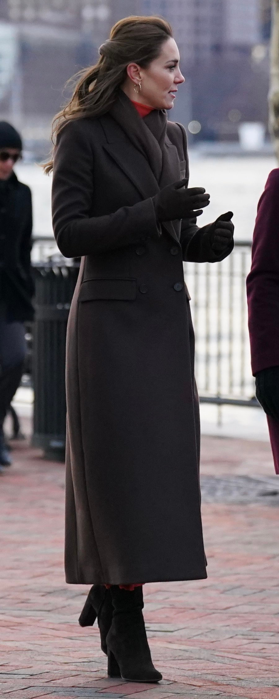 Catherine Walker Evie Coatdress in Black as seen on Kate Middleton, Princess of Wales.