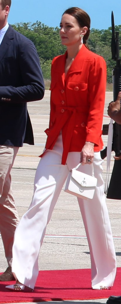 Alexander McQueen Crepe Suit Trousers in White as seen on Kate Middleton, The Duchess of Cambridge.