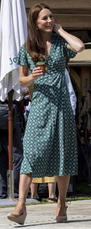 Sandro Printed Flowing Midi Dress as seen on Kate Middleton, The Duchess of Cambridge.