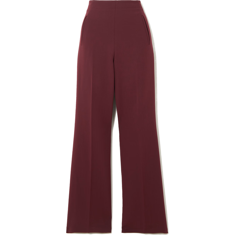Roland Mouret Wide-Leg Stretch-Cady Trouser in Maroon