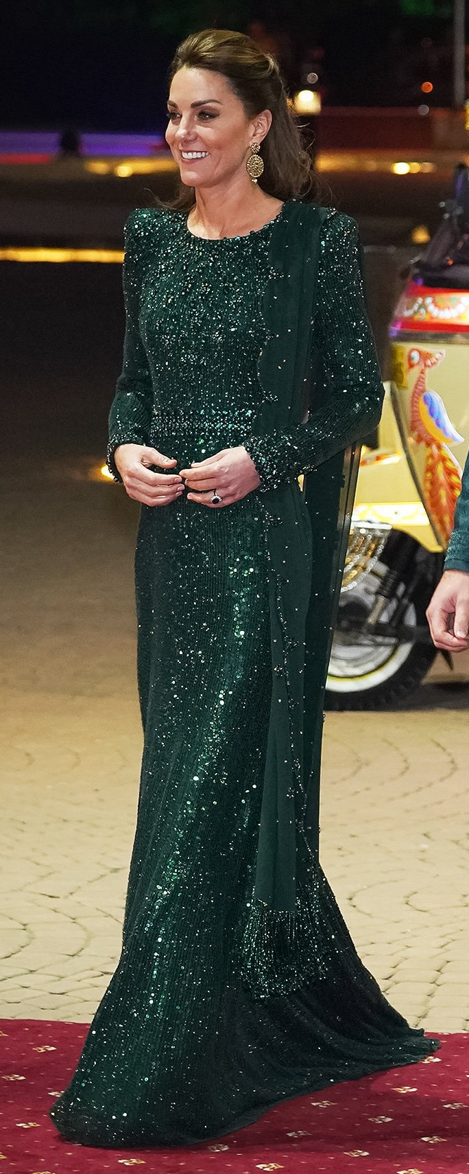 Jenny Packham Tenille Green Sequin Embellished Gown as seen on Kate Middleton, The Duchess of Cambridge.