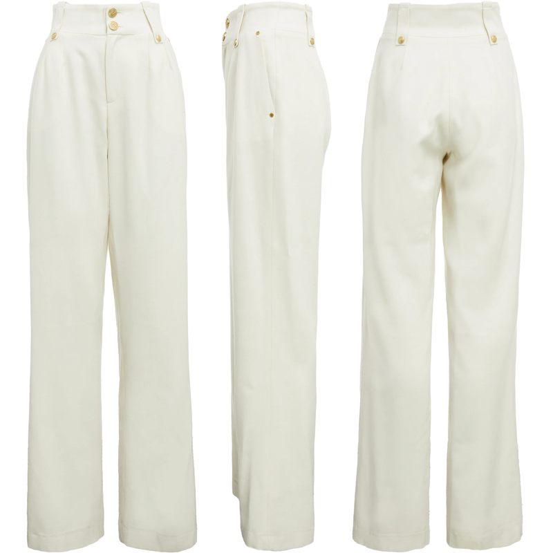 Holland Cooper High-Waisted Straight Trouser in Ivory