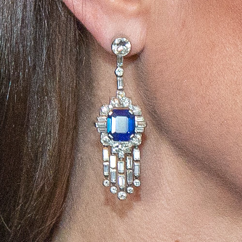  Queen Mother’s Sapphire & Diamond Fringe Earrings.