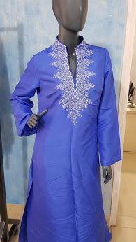 Maheen Khan blue silk kameez with trousers as seen on Kate Middleton the Duchess of Cambridge on Toyal Tour Pakistan