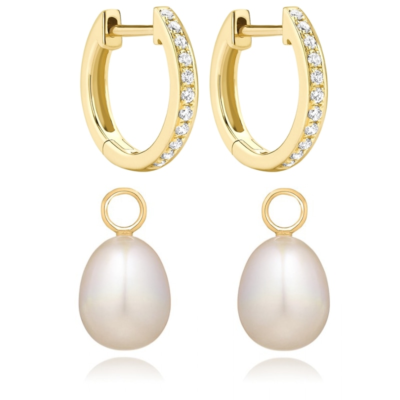 Annoushka Baroque Pearl Drops and Kiki Diamond Hoop Earrings
