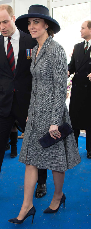 Cornelia James Beatrice Glove in Navy as seen on Kate Middleton, The Duchess of Cambridge.