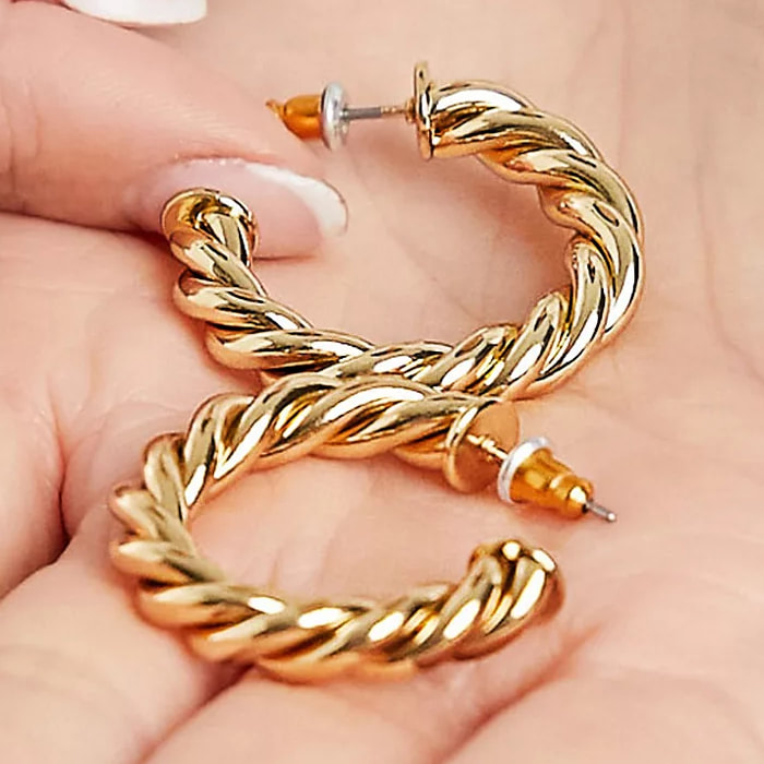 ASOS gold-plated Twist Hoop Earrings